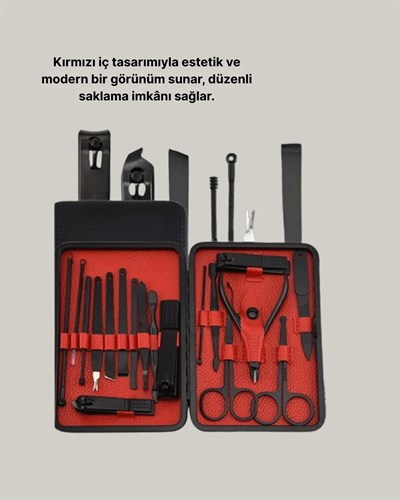 Şık Kutu Tasarımlı 17 Parça Manikür Pedikür Seti Dayanıklı ve Hijyenik