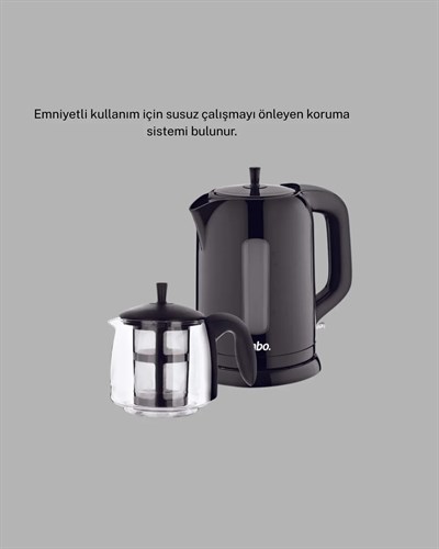 Sinbo Elektrikli Çay Makinesi 1.7 L Su Isıtıcı ve Cam Demlikli Güvenli Kullanım