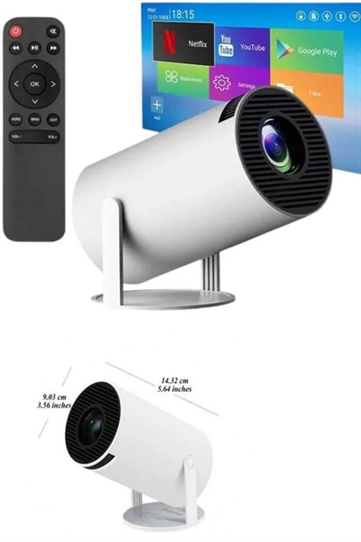 Sinema Projektörü Android HDMI USB WİFİ Ses Çıkışlı Ayaklı Projeksiyon Taşınabilir