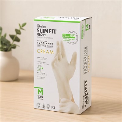 Slimfit Pudrasız Muayene Eldiven M Krem 100lü