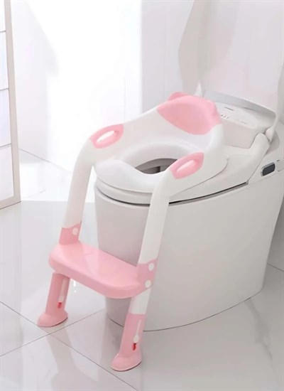 Softy Merdivenli Tuvalet Adaptörü - Çocuğunuz İçin Güvenli ve Konforlu Tuvalet Eğitimi Pembe