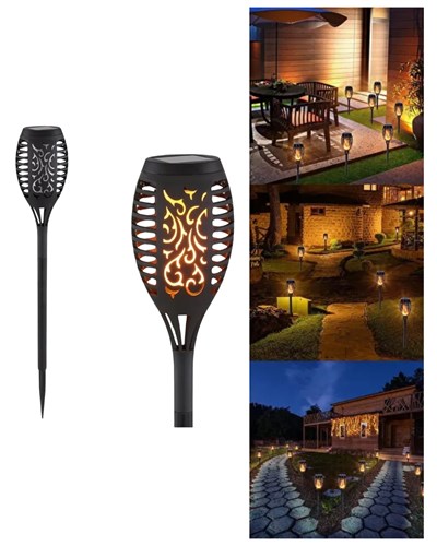 Solar Alev Efektli Bahçe Lambası Otomatik Işık Sensörlü Suya Dayanıklı Dekoratif Aydınlatma