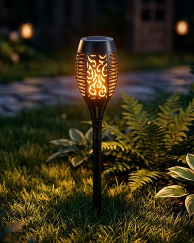 Solar Alev Efektli Bahçe Lambası Otomatik Işık Sensörlü Suya Dayanıklı Dekoratif Aydınlatma