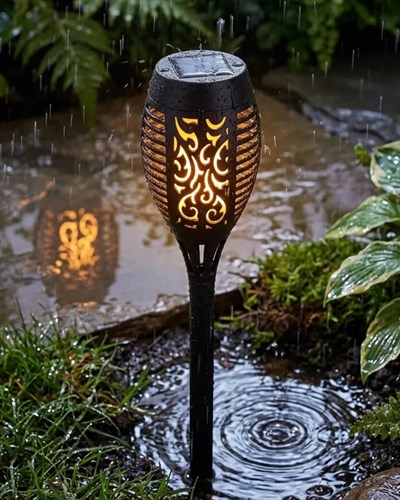 Solar Alev Işıklı Bahçe Lambası Enerji Tasarruflu Sensörlü Dekoratif Dış Mekan Aydınlatma