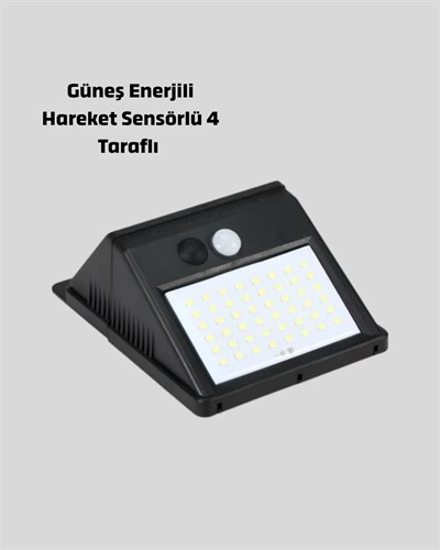 Solar Güneş Enerjili Hareket Sensörlü 4 Taraflı Bahçe Lambası – IP65 Su Geçirmez, 100 LED