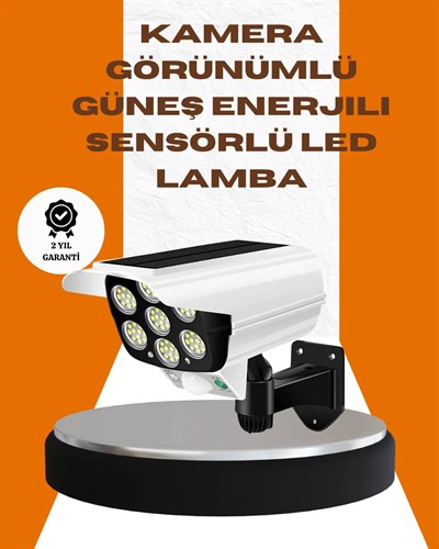 Solar Şarjlı Kamera Tasarımlı LED Duvar Lambası Hareket Sensörlü Dış Mekan Aydınlatma