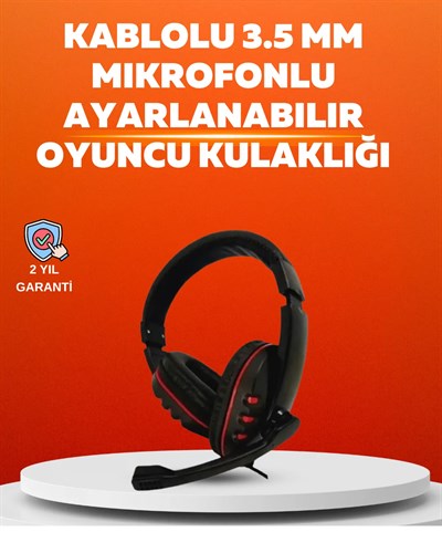 Stereo Kırmızı Gaming Kulaklığı Yumuşak Pedli Mikrofonlu