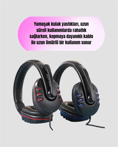 Stereo Oyun Kulaklığı – Güçlü Bas, Mikrofonlu ve Konforlu Tasarım