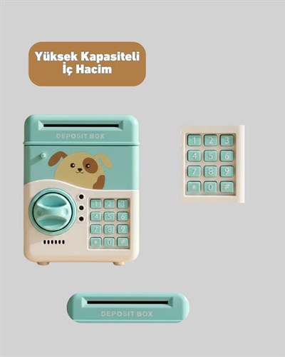 Su Yeşili Işıklı Sesli Elektronik Şifreli Çocuk Kumbarası