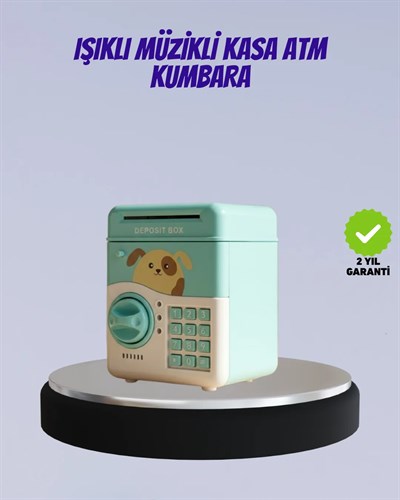Su Yeşili Işıklı Sesli Elektronik Şifreli Çocuk Kumbarası