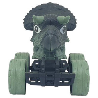 Sürtmeli Dinazor Arabalar 12 cm - H-20 - Triceratops - Yeşil