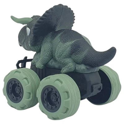 Sürtmeli Dinazor Arabalar 12 cm - H-20 - Triceratops - Yeşil