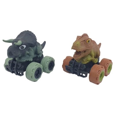 Sürtmeli Dinazor Arabalar 2li - 12 cm - Triceratops & Stegosaurus