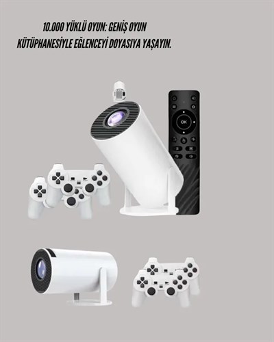 TÇift Kollu Tasarımlı Kablosuz Projeksiyon – 4K, 10.000 Oyun ve Smart App Desteği