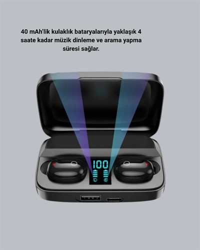 TWS Bluetooth Kulaklık 1800mAh Şarj Kutulu Dijital Ekranlı