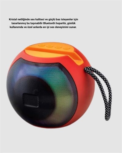 Taşınabilir Bluetooth Hoparlör – RGB Işıklı, Güçlü Bas ve 8 Saat Pil Ömrü