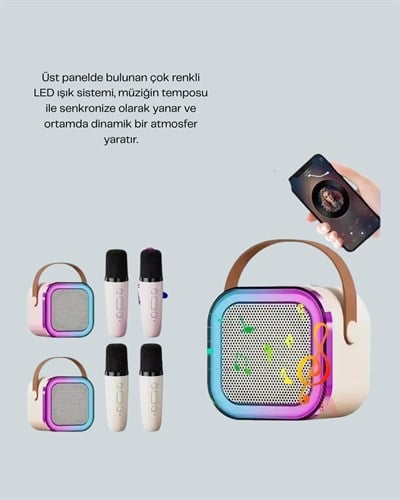 Taşınabilir Bluetooth Karaoke Hoparlör – 2400 mAh Batarya