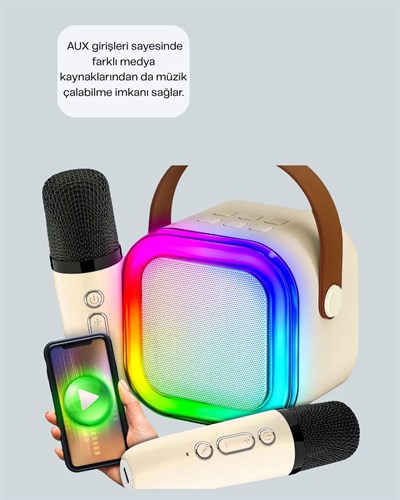 Taşınabilir Bluetooth Karaoke Hoparlör – 2400 mAh Batarya
