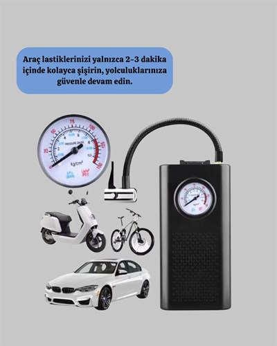 Taşınabilir Elektrikli Oto Motosiklet Bisiklet Lastik Şişirme Pompası