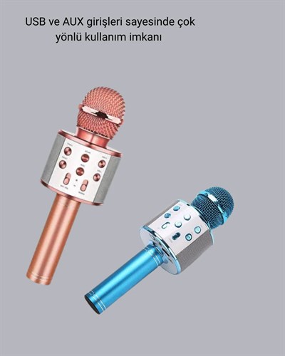 Taşınabilir Karaoke Mikrofon – Bluetooth, USB ve AUX Girişli