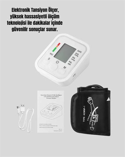 Taşınabilir Pil ve USB Girişli Tansiyon Aleti