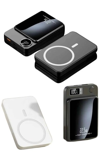 Taşınabilir Şarj Magsafe Powerbank 10.000 mAh Hızlı Şarj Led Göstergeli Kablosuz