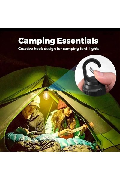 Taşınabilir Şarjlı Led Ampül Outdoor Kamp Bahçe Lambası 10W Askılı Kırılmaz Led Işık
