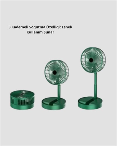 Taşınabilir Şarjlı Mini Fan – Katlanabilir Gövde, 3 Hız Kademesi