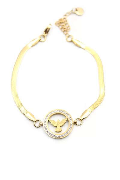 Taşlı Anka Kuşu Bileklik - Altın