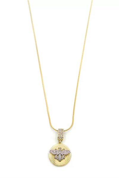 Taşlı Arı Kolye - Altın