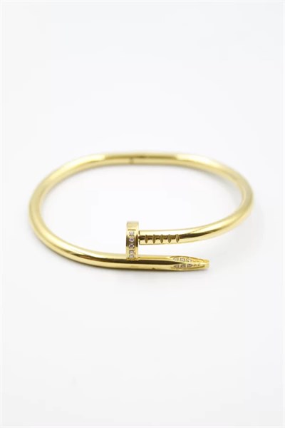 Taşlı Çivi Bilezik - Altın