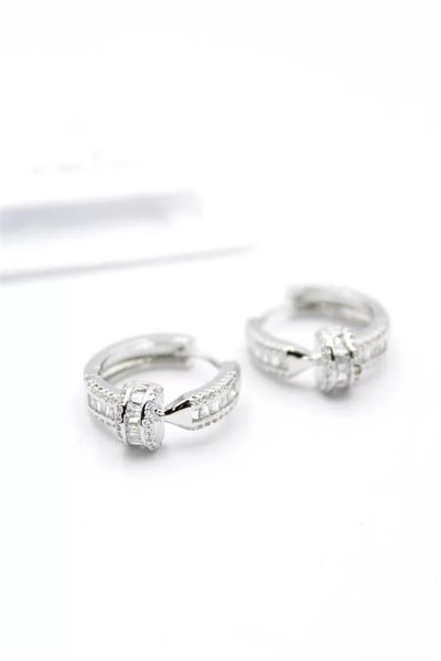 Taşlı Çivi Küpe - Gümüş