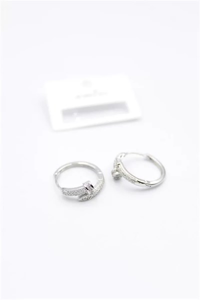 Taşlı Çivi Küpe - Gümüş