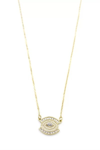 Taşlı Göz Kolye - Altın