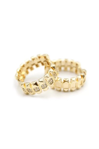 Taşlı Halka Küpe - Altın