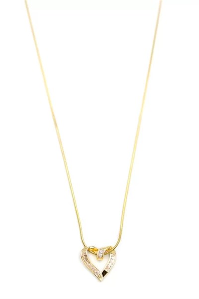 Taşlı Kalp Kolye - Altın