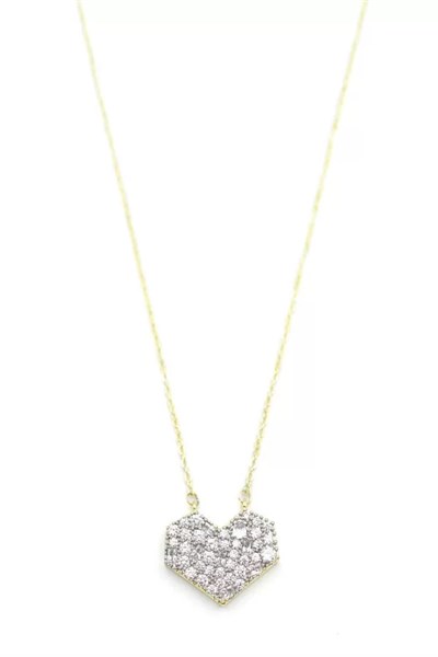 Taşlı Kalp Kolye - Altın