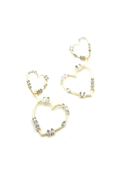 Taşlı Kalp Küpe - Altın