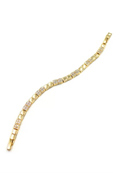 Taşlı Kare VİP Bileklik - Altın