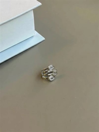 Taşlı Kıkırdak Küpe - Gümüş