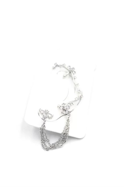 Taşlı Kıkırdak Küpe - Gümüş