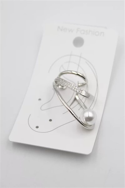 Taşlı Kıkırdak Küpe - Gümüş