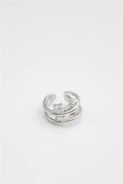 Taşlı Kıkırdak Küpe - Gümüş