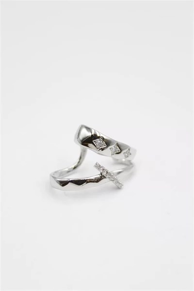 Taşlı Kıkırdak Küpe - Gümüş