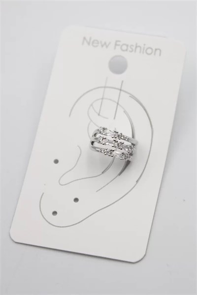 Taşlı Kıkırdak Küpe - Gümüş