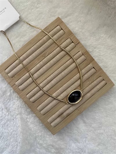 Taşlı Kolye - Kahverengi