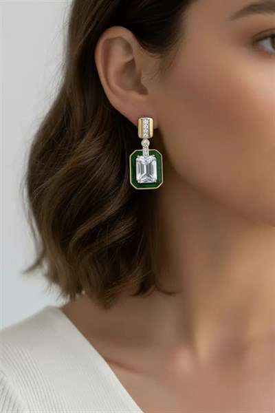 Taşlı Küpe - Altın