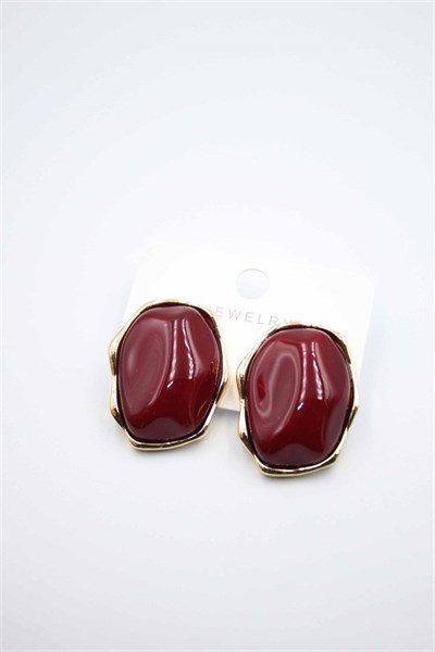 Taşlı Küpe - Bordo