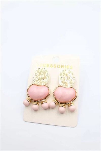 Taşlı Küpe - Pembe