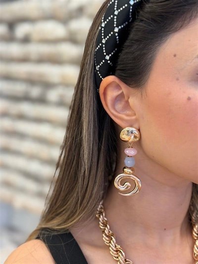 Taşlı Küpe - Pembe